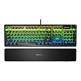 SteelSeries USB Apex 5 Hybrid Mechanical Gaming Keyboard – Per-Key RGB Illumination – Aircraft Grade Aluminum Alloy Frame – OLED Smart Display (Hybrid Blue Switch)