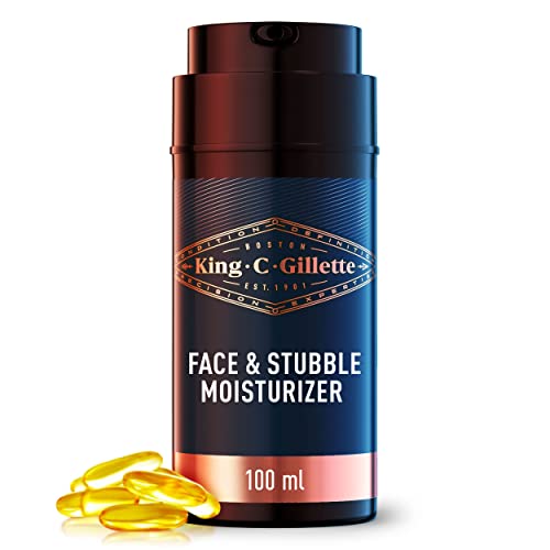 King C. Gillette Moisturizer for Face & Stubble with Vitamin B3 and B5 Complex, Face Moisturizer for Men, 100 mL