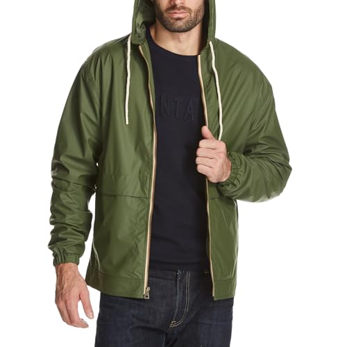 Weatherproof Vintage Men’s Lightweight Waterproof Coated Hooded Rain Jacket – Best Travel Rain Jacket, Windbreaker Raincoat with Hood for Men, Light Waterproof Rain Slicker, Bronze Green Small