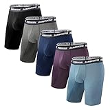 BAMBOO COOL Men's Long Boxer Briefs Performance Long Leg Sports Boxers Brief Underwear for men (5 Pack), XX-Large