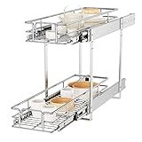 ROOMTEC Individual Pull Out Cabinet Organizer (7½'W x 21½'D), 2 Tier Spice Rack Organizer for Cabinet, Slide Out Drawer Pantry Shelf Organization and Storage for Kitchen Bathroom