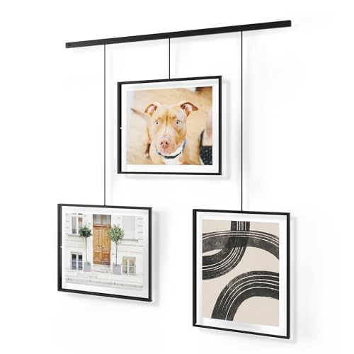 Umbra Exhibit Picture Frame Gallery Set, Adjustable Wall Collage Displays Three 8x10' Photos, Set of 3 Large, Black