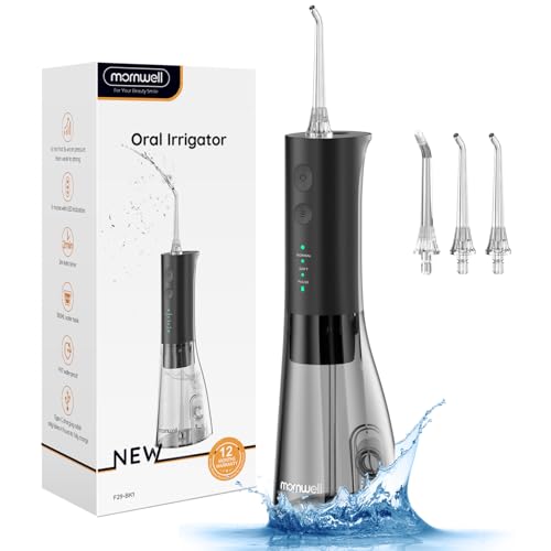 Water Flossers for Teeth, 300ML Cordless Water Flosser, Mornwell 3s Pressure Crescendo Oral Irrigator, Professional Rechargeable Portable Water Flosser