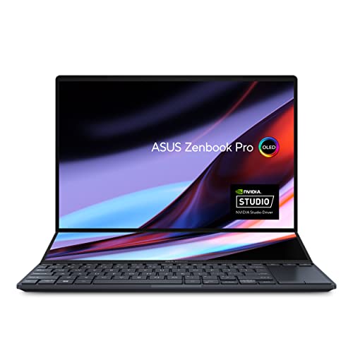 ASUS Zenbook Pro 14 Duo 14.5” 16:10 Touch Display, 120Hz Refresh Rate, ScreenPad Plus, Intel i9-13900H CPU, NVIDIA® Geforce RTX 4050, 32GB RAM, 1TB SSD, Windows 11 Home, Tech Black, UX8402VU-AS96T