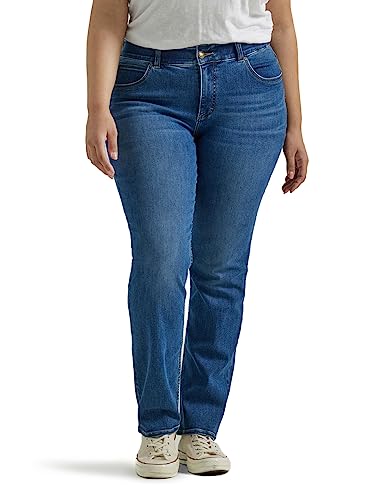 Lee Women's Size Ultra Lux Comfort with Flex Motion Straight Leg Jean, Cobalt Sheen, 24 Plus