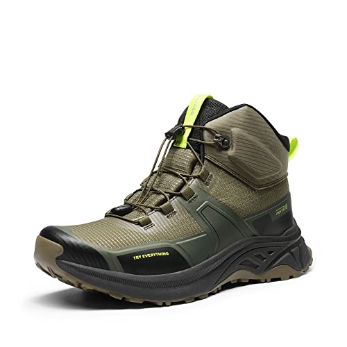 NORTIV 8 Mens Waterproof Hiking Boots Outdoor Trekking Mid Backpacking Mountaineering Shoes,Size 10 Army Green SNHB237M