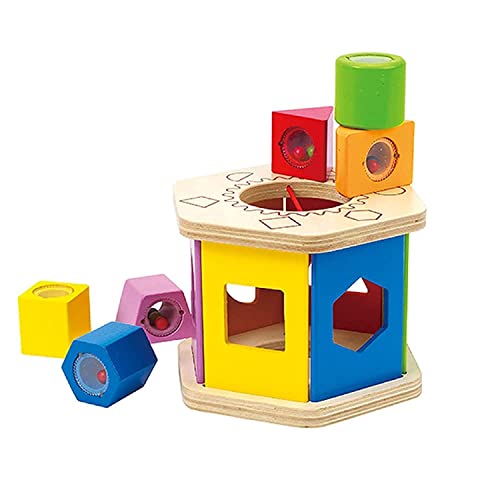 Hape Shake and Match Toddler Wooden Shape Sorter Toy Multicolor, L: 5.9, W: 4.8, H: 6.7 inch