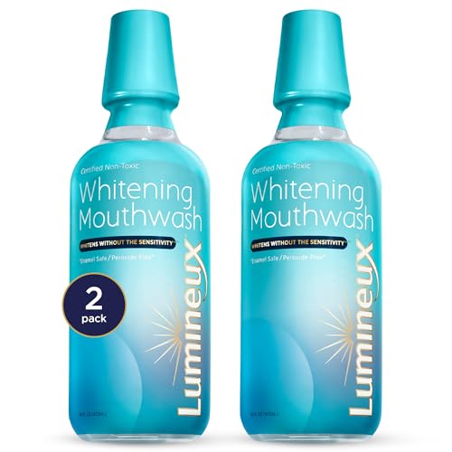 Lumineux Teeth Whitening Mouthwash, 16 Oz. 2 Pack - Peroxide Free - Enamel Safe - Whitening Without The Sensitivity - Certified Non-Toxic - NO Alcohol, Fluoride & SLS Free