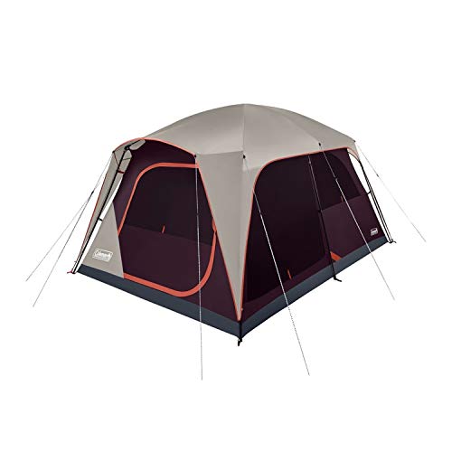 Coleman Skylodge Camping Tent, 8/10/12 Person Weatherproof Family Tent with Convertible Screen Room, Color-Coded Poles, Room Divider, Rainfly, and Storage Pockets, Fits Multiple Queen-Sized Airbeds