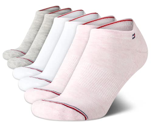 Tommy Hilfiger Women's Low Cut Socks - 6 Pack Performance Cushioned Comfort No Show Socks - Athletic Socks for Women (4-10), Size 4-10, Pink Multi