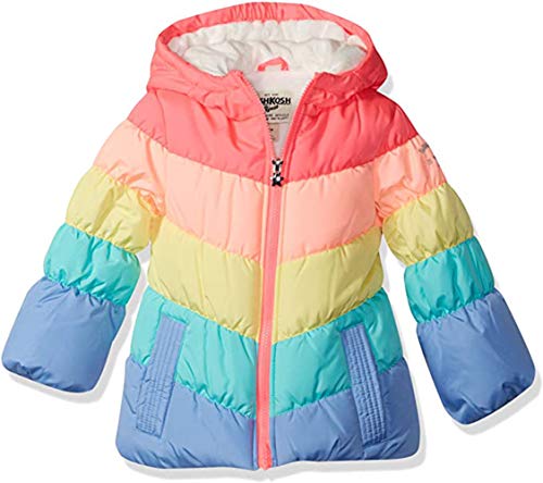 OshKosh B'Gosh Girls' Little Perfect Colorblocked Heavyweight Jacket Coat, Rainbow, 4