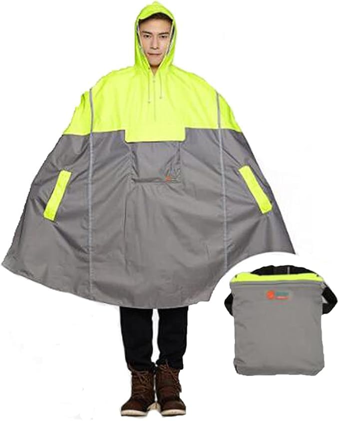 SudaTeko Lightweight Cycling Rain Poncho Bike Hooded Raincoat Rain Cape with Reflector Strips