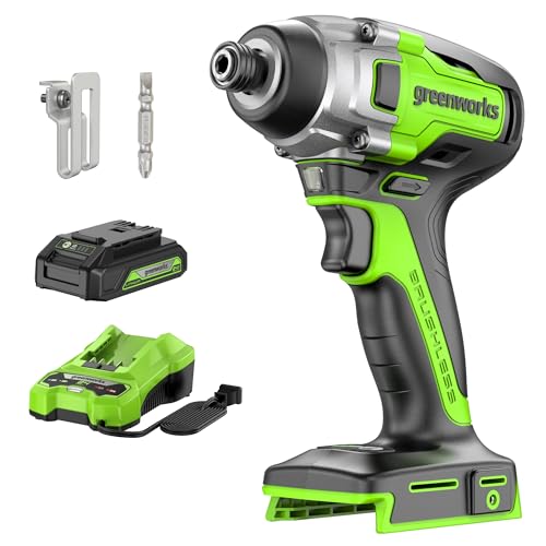 Greenworks 24V Brushless Impact Driver Kit, 2650 In.Ibs 3-Speed with 2Ah Battery and 2A Charger