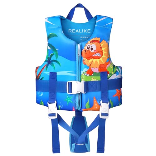 REALIKE Kids Swim Vest Toddler Floaties Adjustable Safety Strap Swimming Aids for Toddlers Children Float Swimsuit, Suitable for Age 2-10 Years/22-88lbs