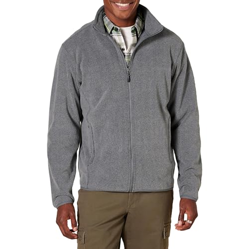 Amazon Essentials Men's Full-Zip Fleece Jacket - Discontinued Colors, Charcoal Heather, Large