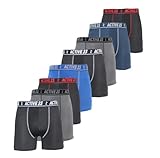 Active 23 Mens 8 Pack Dry Fit Performance Boxer Briefs for Men, Cooling Moisture Wicking Athletic Support Underwear, Large Multicolor