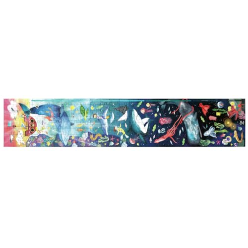 Hape Ocean Life Puzzle 1.5 Meter Long | 200 Pieces Colorful Giant Glow-in-The-Dark Marine Life Jigsaw, for Children 6+ Years