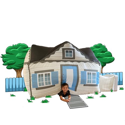 The Original Patented AirFort - Build A Fort in 30 Seconds, Inflatable Fort for Kids, Play Tent for 3-12 Years, A Playhouse Where Imagination Runs Wild, Fan not Included (Cottage)