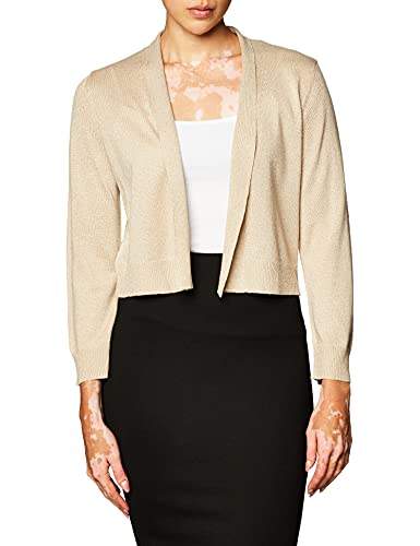 Calvin Klein Women's Lurex ¾ Sleeve Knit Shrug, Gold, Medium