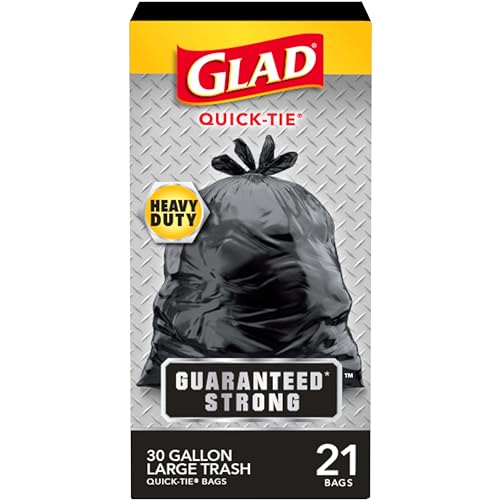 Glad Trash Bags, Strong Quick-Tie Large Garbage Bags - 30 Gallon - 21 Count (Package May Vary)