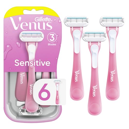 Gillette Venus Sensitive Disposable Razors for Women with Sensitive Skin, 6 Count, Delivers Close Shave with Comfort