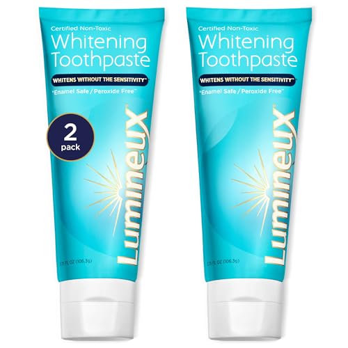 Lumineux Teeth Whitening Toothpaste 2 Pack Peroxide Free Enamel Safe for Sensitive Whiter Teeth Certified Non-Toxic, Fluoride Free, No Alcohol, Artificial Colors, SLS Free Dentist Formulated - 3.75 Oz