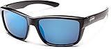 Suncloud Mayor Polarized Sunglasses, Black & Blue Mirror Lens