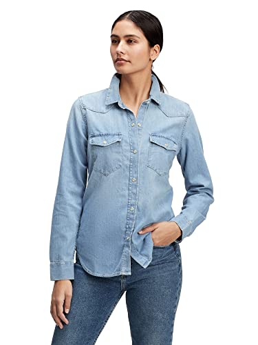 GAP Womens Western Denim Button Down Shirt, Light Indigo 6, Small US