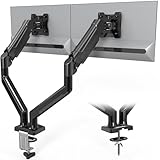 BONTEC Dual Monitor Stand, Adjustable Gas Spring Monitor Desk Mount for 13-32 Inch Screens, Full Motion VESA Mount with C Clamp, Grommet Base, Tilt, Swivel, Rotation, Each Arm Holds 6.6 to 19.8lbs