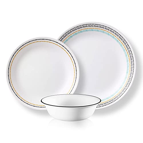 Corelle Vitrelle Glass Dinnerware Set, Chip & Crack Resistant Triple Layer Glass, 4-PC Dinner Plates, Paloma