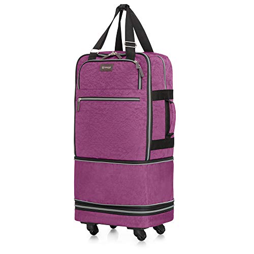 Biaggi Luggage Zipsak Boost Expandable Underseat Luggage, Foldable Spinner Carry On, Purple, One Size