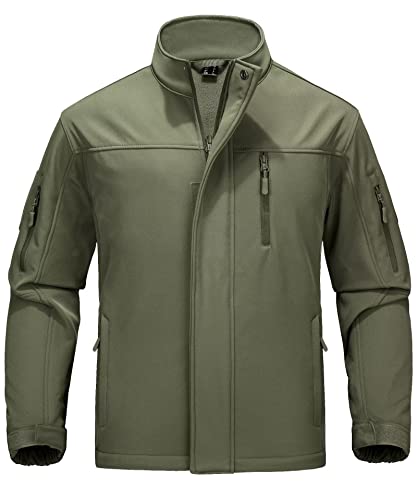 MAGCOMSEN Mens Rain Jacket Tactical Jacket for Men Windbreaker Men Water Resistant Jacket Softshell Jackets Army Green