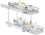 LOVMOR Individual Pull Out Cabinet Organizer, 2 Tier Slide Out Cabinet Drawers, Pots and Pans Organizer and Storage Pantry Shelf for Kitchen (7½' W x 21½' D)