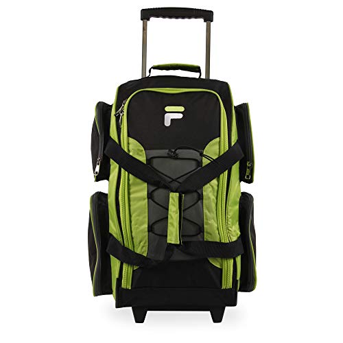 Fila 22' Lightweight Carry On Rolling Duffel Bag, Neon Lime, One Size