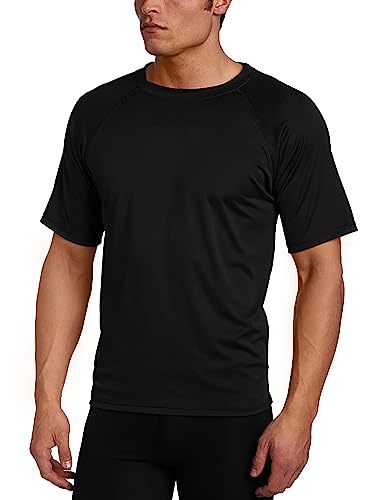 Kanu Surf Men's Short Sleeve UPF 50 Swim Rash Guard Sun Shirt (Regular & Extended Sizes), Black, 4X