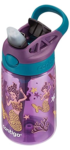 Contigo Kids Straw Water Bottle with AUTOSPOUT Lid, 14oz, Purple Mermaid