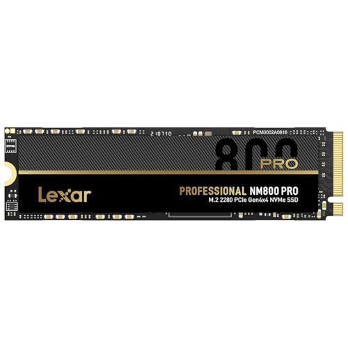 Lexar 2TB Professional NM800 PRO SSD PCIe Gen4 NVMe M.2 2280 Internal Solid State Drive, Up to 7500/6500 MB/s Read/Write, for PS5, Gamers and Creators, Black (LNM800P002T-RNNNG)