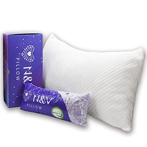 N&V Memory Foam Pillow for Sleeping - Washable Cover Lavender Scent for Back, Stomach or Side Sleepers - CertiPUR-US (King)