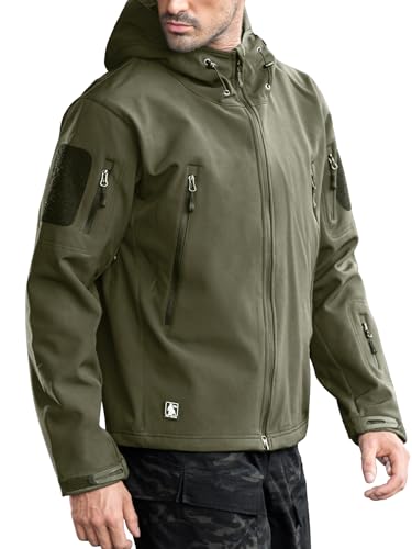 FREE SOLDIER Men's Outdoor Waterproof Soft Shell Hooded Military Tactical Jacket