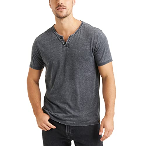 Lucky Brand Men's Venice Burnout Notch Neck Tee Shirt, Jet black, Large