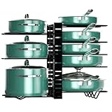 Dailyart Pot and Pan Organizer for Under Cabinet Adjustable 8-Tier Pots and Pans Storage Organizer with 3 DIY Methods Pan Organizer Rack for Cabinet, Pan Organizers Inside Cabinet for Frying Pan, Lid