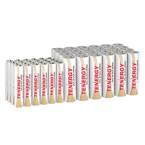 Tenergy 24 Pack AA and 24 Pack AAA 1.5V Alkaline Batteries, High Performance AA/AAA Non-Rechargeable Battery for Clocks, Remotes, Toys & Electronic Devices, Household Batteries