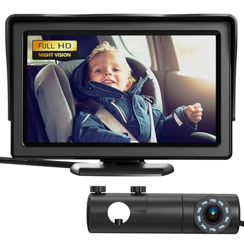 Baby Car Camera, HD Display Baby Car Mirror with Night Vision Feature, 4.3 inch Baby Car Monitor with Wide Clear View, Baby Car Seat Mirror Camera Rear Facing to Observe Baby’s Every Move