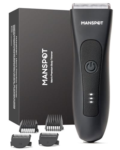 MANSPOT Manscape Groin & Body Hair Trimmer for Men, Electric Ball Trimmer Pubic Trimmer Shaver,Manscape Kit with 4 Guard,Replaceable Ceramic Blade Heads,Waterproof Wet/Dry Shaver,90 Minutes Shaving