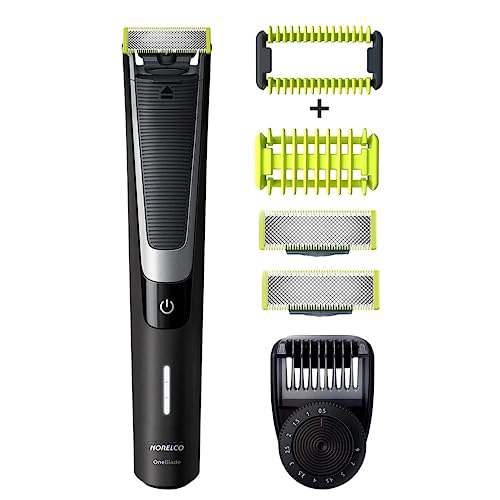 Philips Norelco OneBlade Pro Kit, Hybrid Electric Trimmer and Shaver, QP6510 + OneBlade Body Kit, 3 Pieces, Black, 1 Count