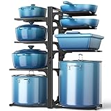 ORDORA Pots and Pans Organizer: under Cabinet, 21' Height Heavy Duty 120LBS Pots Pans Organizer Rack for under Cabinet 8-Tier Adjustable for Big Stockpots, Dutch Ovens, Cast-iron Pans, Heavy Cookware