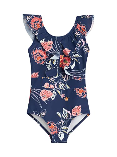 Kanu Surf Girls' Gianna Beach Sport Ruffle One Piece Swimsuit, Reese Navy, 16