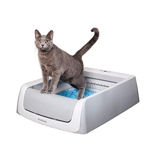 PetSafe ScoopFree Crystal Pro Self Cleaning Litter Box, Automatic Cat Litter Box - Comes with 1 Disposable Crystal Litter Tray (Grey, Uncovered)