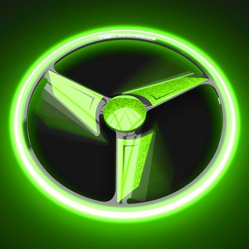 TOSY Patented Boomerang - 3 Super Bright LEDs, Rechargeable, Auto Light Up, Launcher & Flying Disc/Frisbee Included, Perfect Outdoor Games, Birthday & Camping Gift for Men/Boys/Teens/Kids