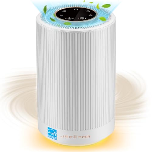 Jafanda Air Purifier for Home Bedroom Up to 450 sq ft, with H13 HEPA Air Filter, 22dB Quiet Sleep Mode, Air Cleaner Remove Allergens, Smoke, Dust, Mold, Pet Dander, Pollen - Night Light(White)